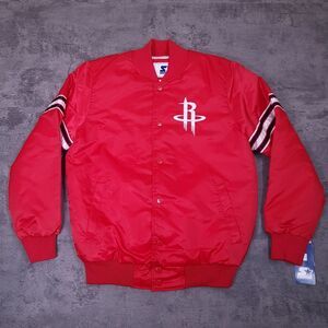 STARTER Houston‎ Rockets Satin Bomber Varsity NBA Jacket Mens XL Red Black